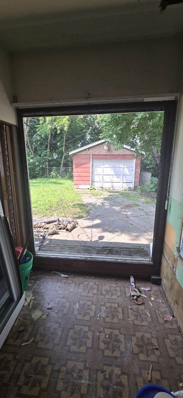 Prepared sliding door opening before installation work by BAX